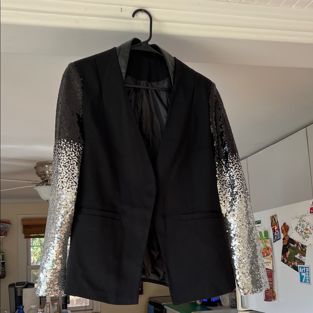 Amazon Black Blazer with Silver Sequin Sleeves